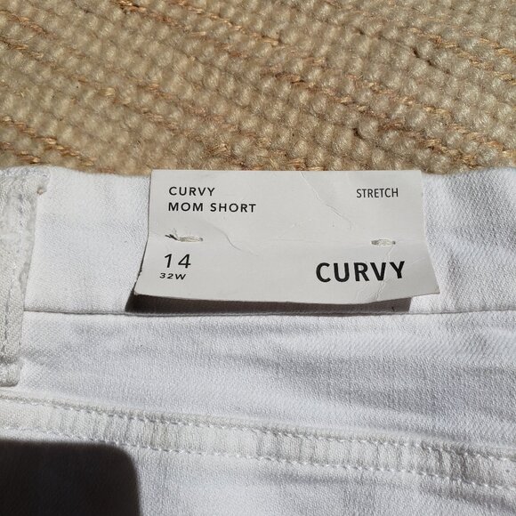 NWT AE white distressed curvy mom shorts - size 14 - Picture 3 of 6